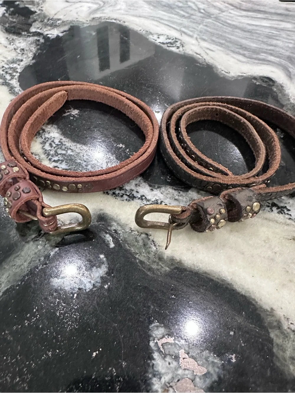 Joe's Jeans Brown Studded Kids Leather Belts (Pair)